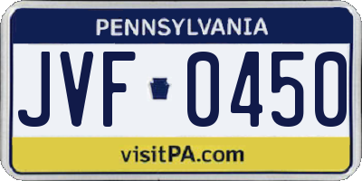 PA license plate JVF0450