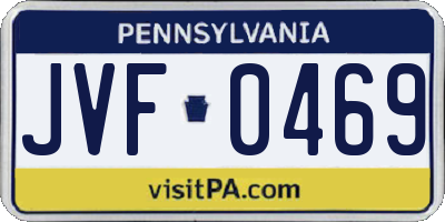 PA license plate JVF0469
