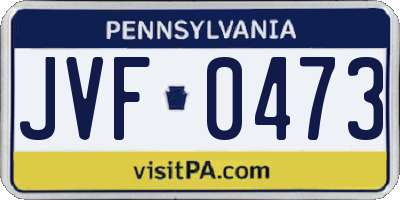 PA license plate JVF0473