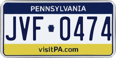 PA license plate JVF0474