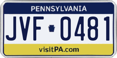 PA license plate JVF0481