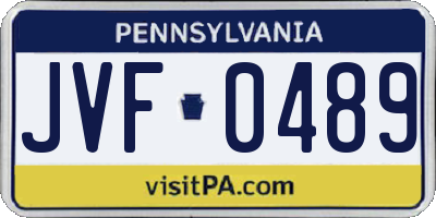 PA license plate JVF0489
