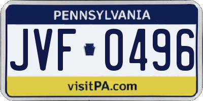 PA license plate JVF0496