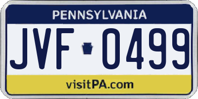 PA license plate JVF0499