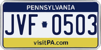PA license plate JVF0503