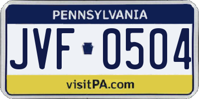 PA license plate JVF0504