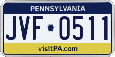 PA license plate JVF0511