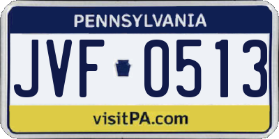 PA license plate JVF0513