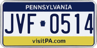 PA license plate JVF0514