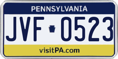 PA license plate JVF0523
