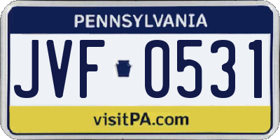 PA license plate JVF0531