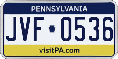 PA license plate JVF0536