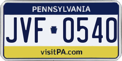 PA license plate JVF0540