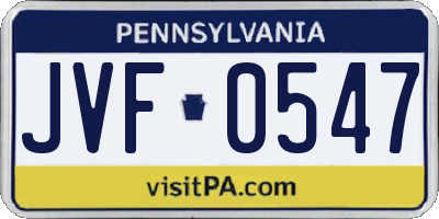 PA license plate JVF0547