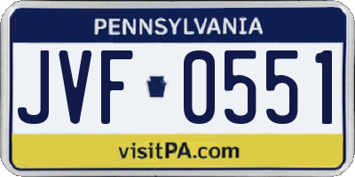 PA license plate JVF0551
