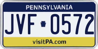 PA license plate JVF0572