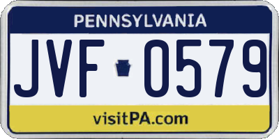 PA license plate JVF0579