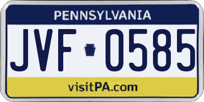 PA license plate JVF0585