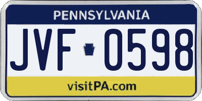 PA license plate JVF0598