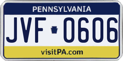 PA license plate JVF0606