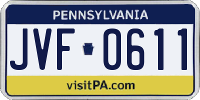 PA license plate JVF0611