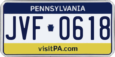 PA license plate JVF0618