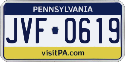 PA license plate JVF0619