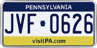 PA license plate JVF0626