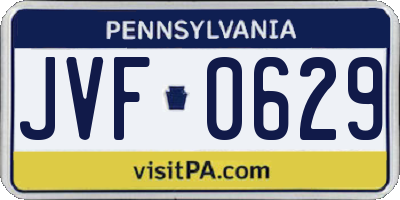 PA license plate JVF0629