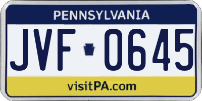 PA license plate JVF0645