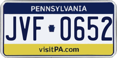 PA license plate JVF0652