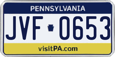 PA license plate JVF0653