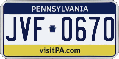PA license plate JVF0670