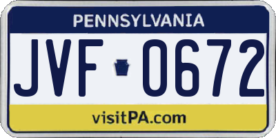PA license plate JVF0672