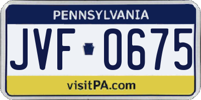 PA license plate JVF0675