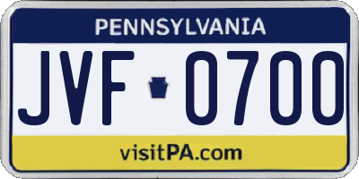 PA license plate JVF0700