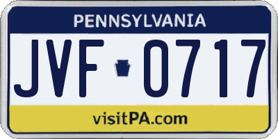 PA license plate JVF0717