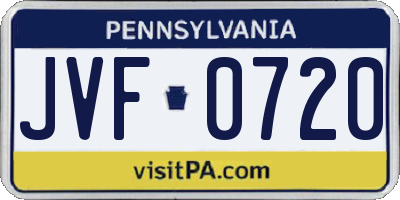 PA license plate JVF0720