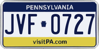 PA license plate JVF0727