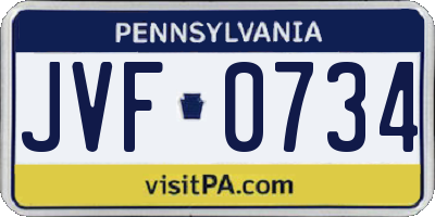 PA license plate JVF0734