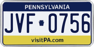 PA license plate JVF0756