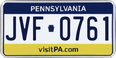 PA license plate JVF0761