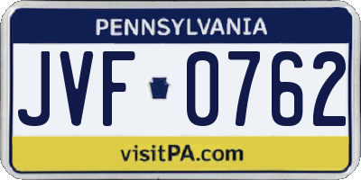 PA license plate JVF0762