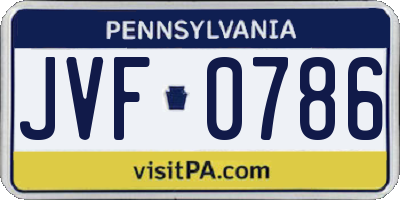 PA license plate JVF0786
