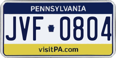 PA license plate JVF0804