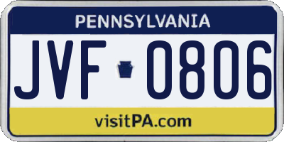PA license plate JVF0806