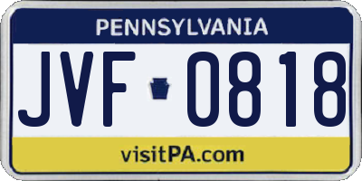 PA license plate JVF0818
