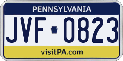 PA license plate JVF0823
