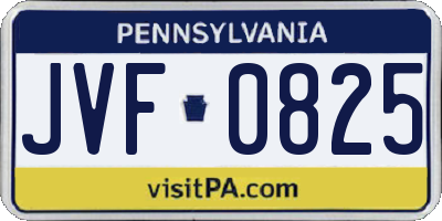 PA license plate JVF0825