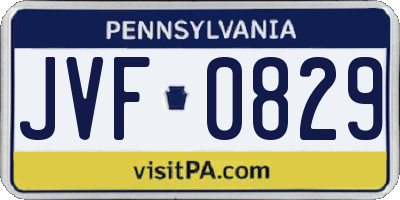PA license plate JVF0829